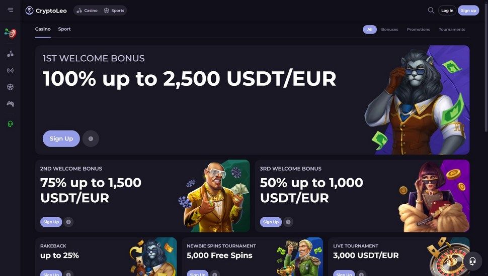CryptoLeo casino bonus page
