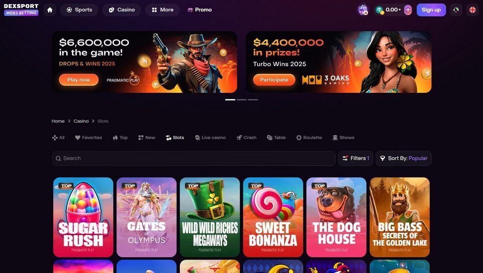 Dexsport.io casino tournaments page