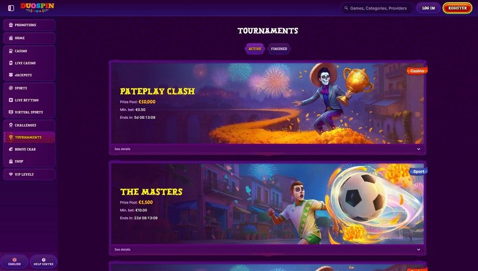 Duospin casino tournaments page