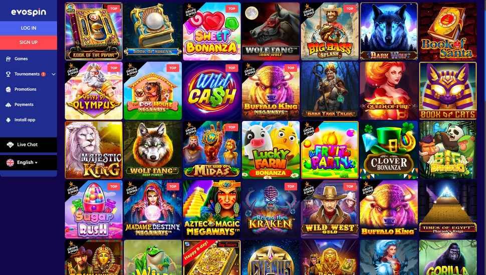 Evospin casino slots page