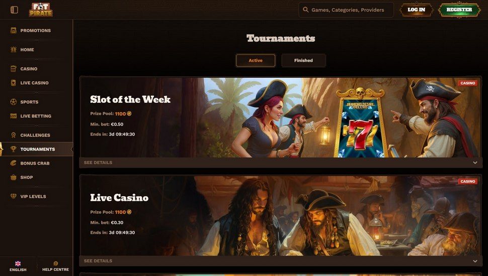 Fatpirate casino tournaments page