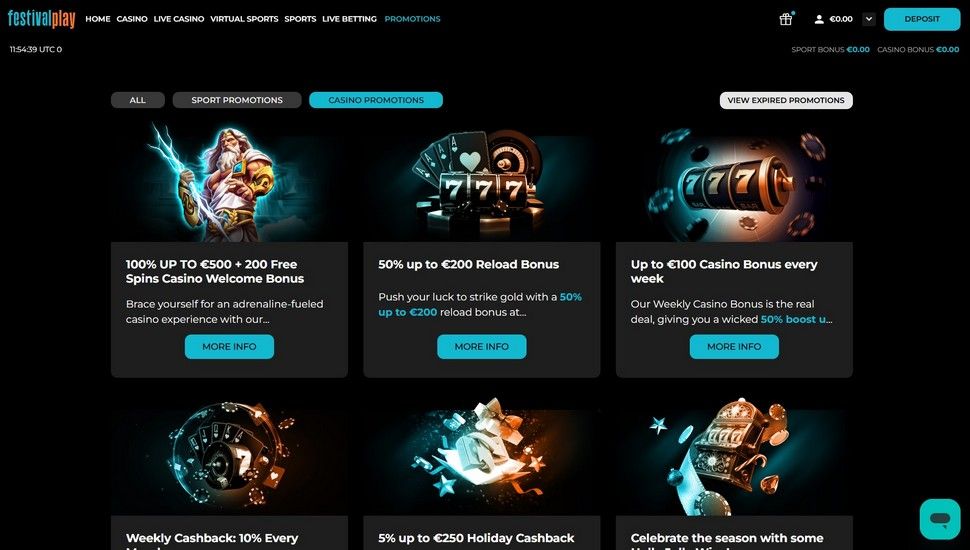 Festivalplay casino bonus page