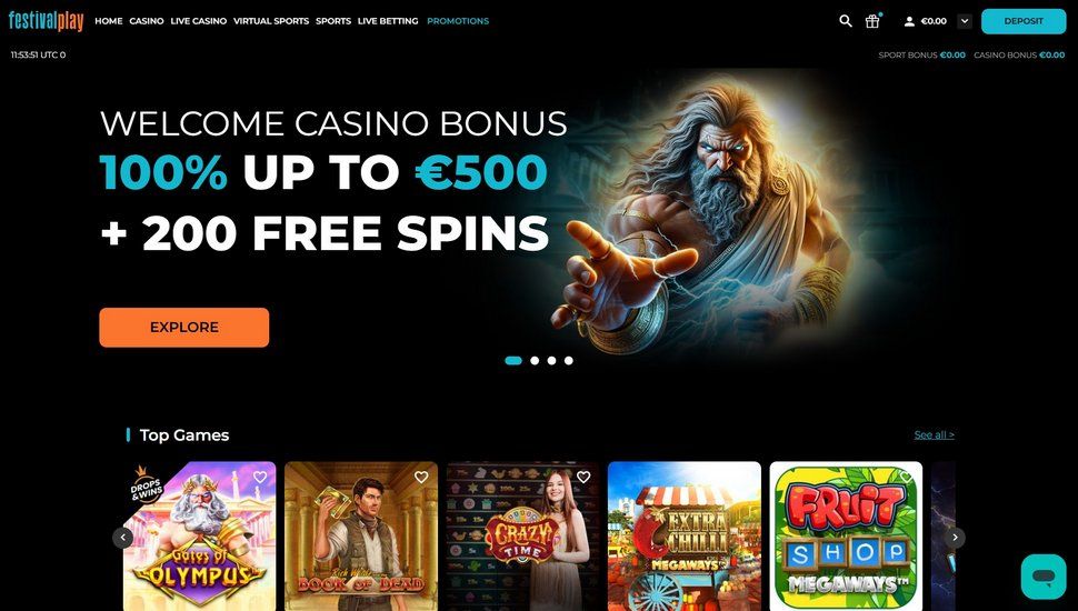 Festivalplay casino main page