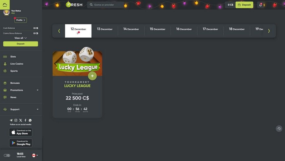 Fresh casino tournaments page