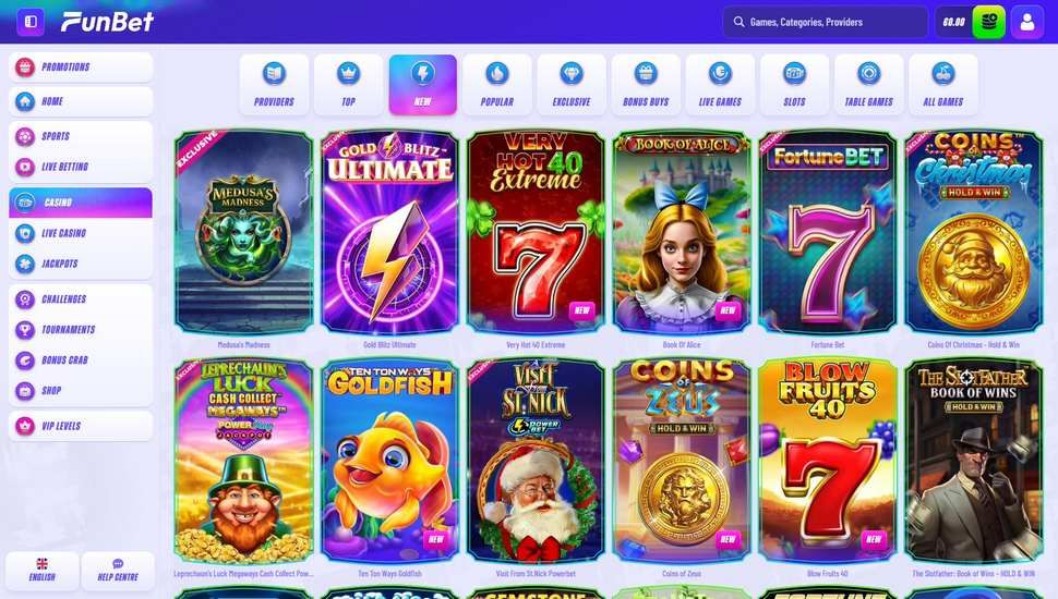 Funbet casino main page