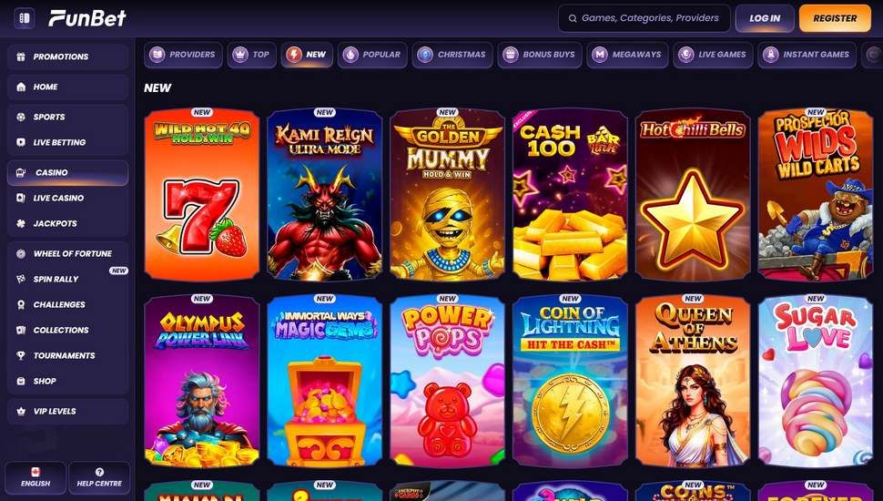 Funbet casino slots page