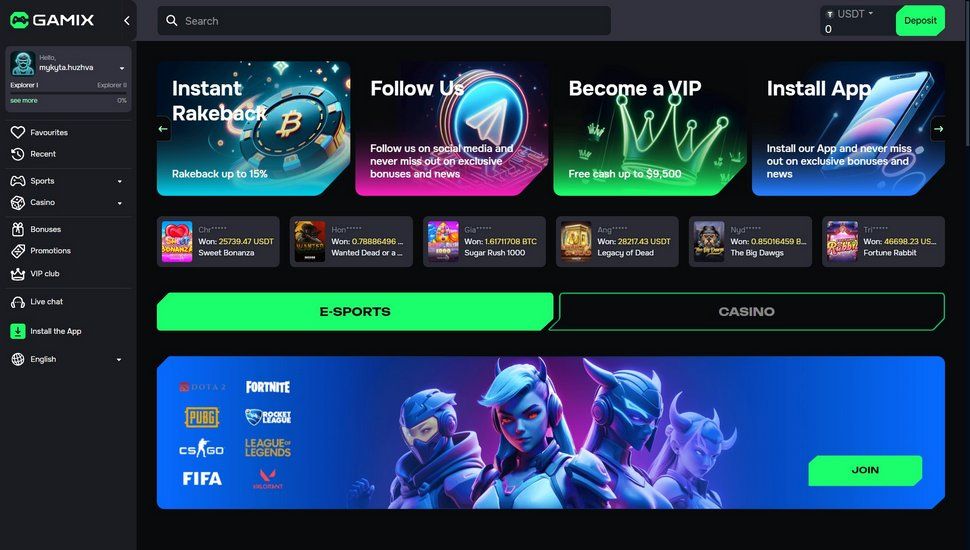 Gamix casino main page