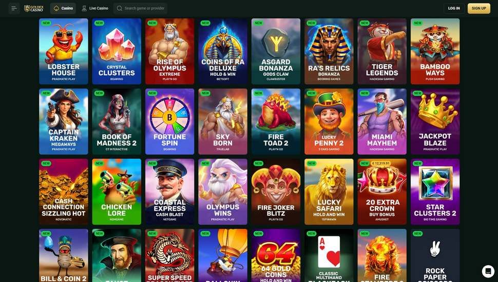 Goldex casino slots page