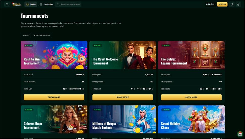 Goldexc Casino tournaments