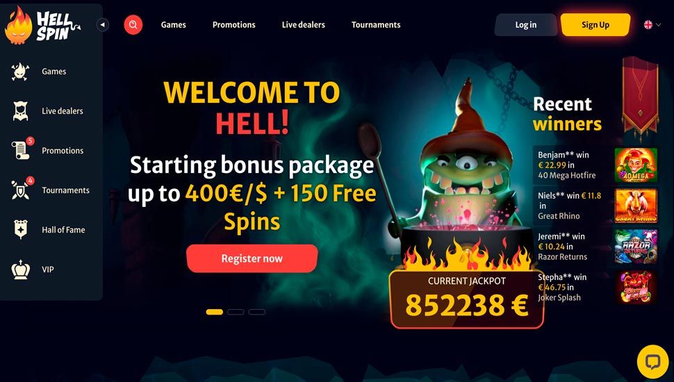 Hellspin casino main page