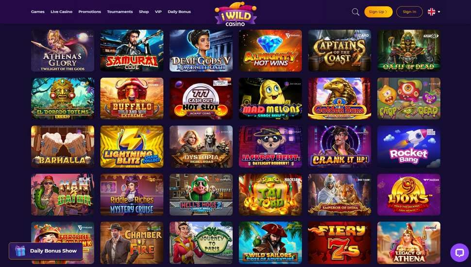 iWild casino slots page