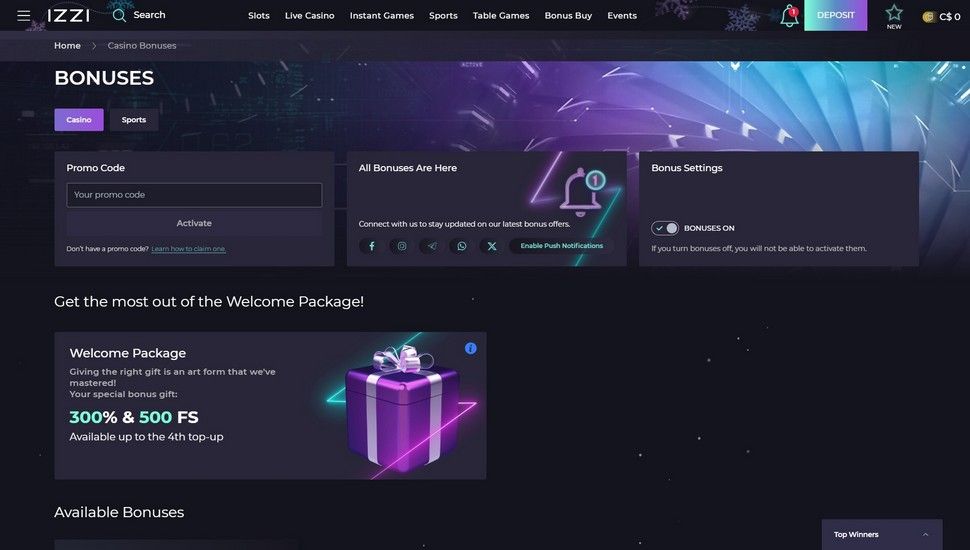 Izzi Casino Bonuses