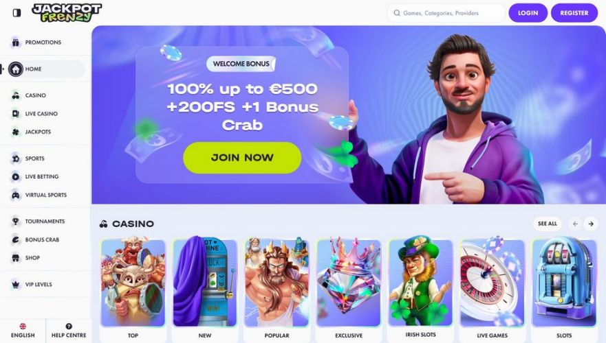 Jackpot Frenzy casino main page