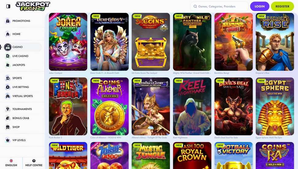 Jackpot Frenzy casino slots page