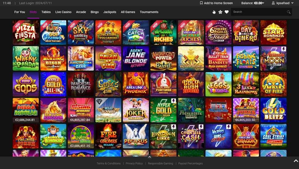 Jackpot City casino slots page