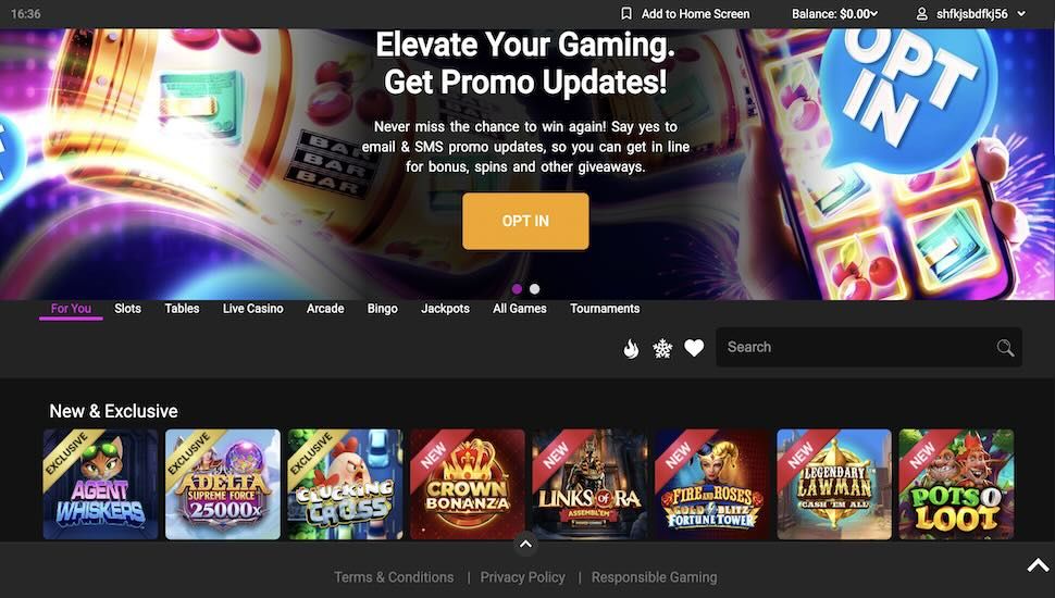 Jackpot City casino main page