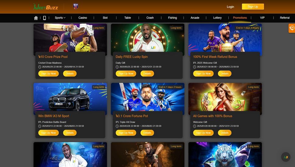 JeetBuzz casino bonus page