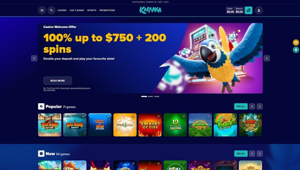 Karamba casino main page