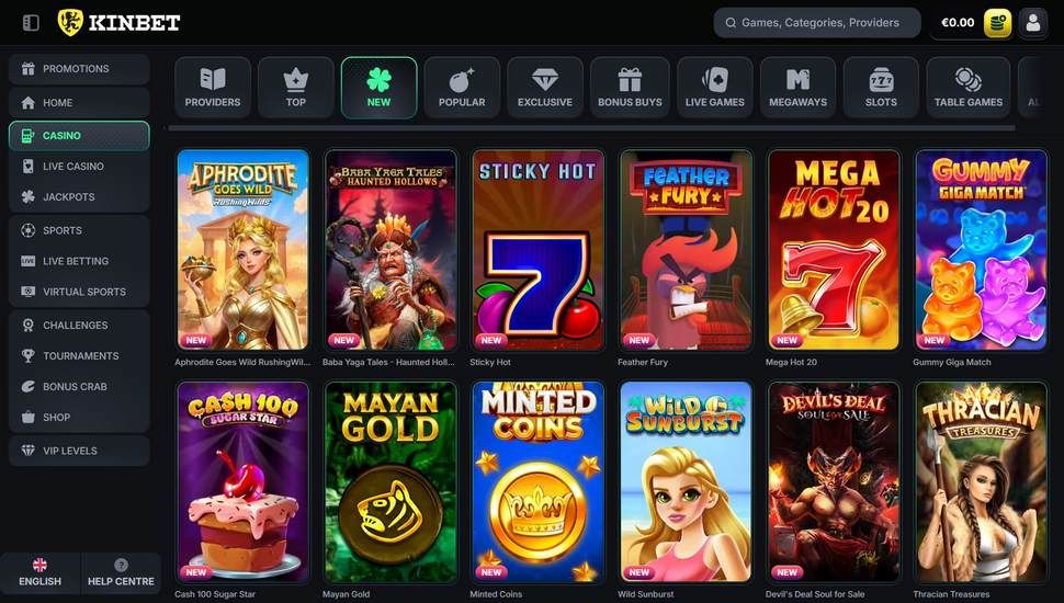 Kinbet casino slots page