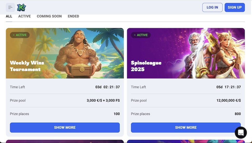 Koru casino Tournaments