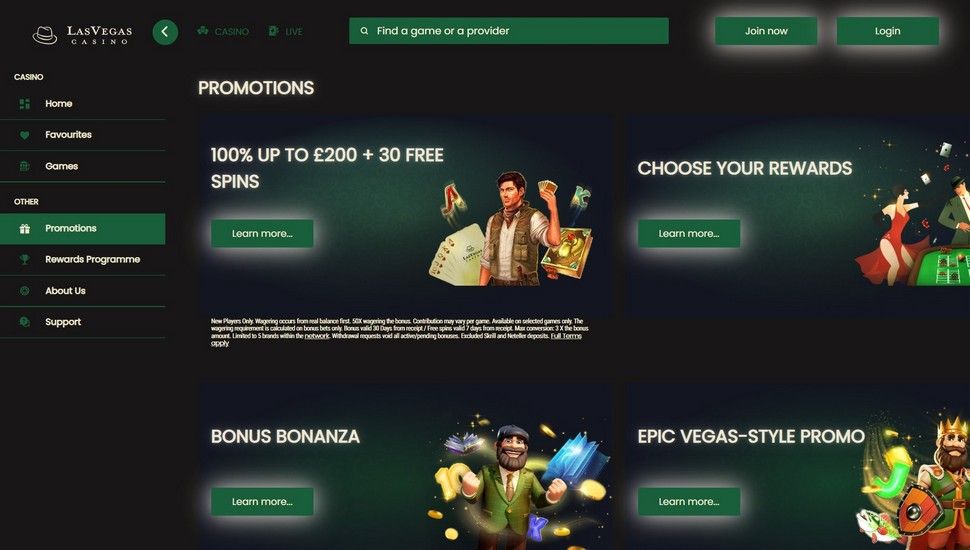 Las Vegas Casino bonus page