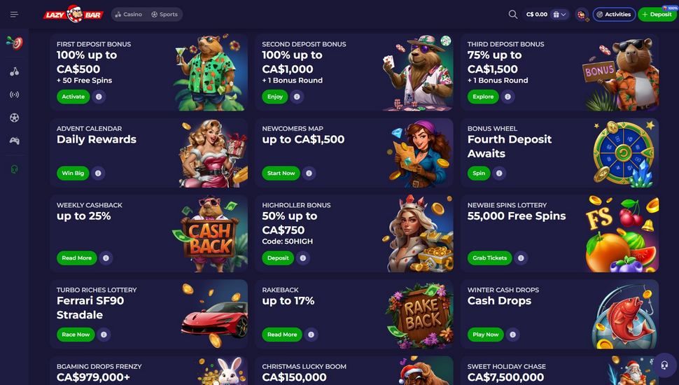 lazybar casino bonuses