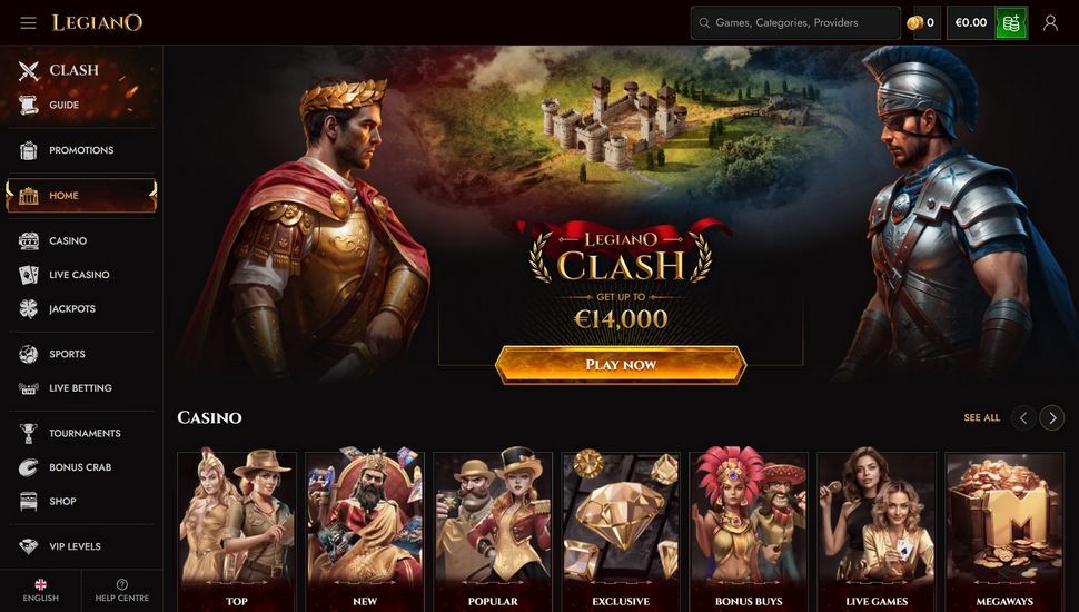 Legiano Casino main page