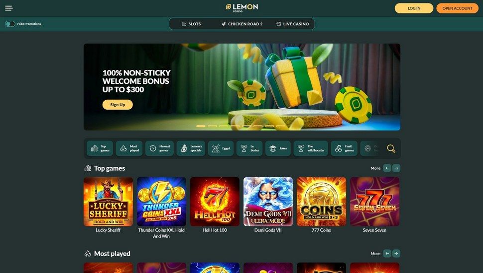 Lemon Casino main page