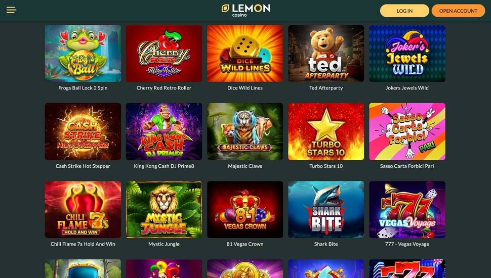 Lemon Casino slots page