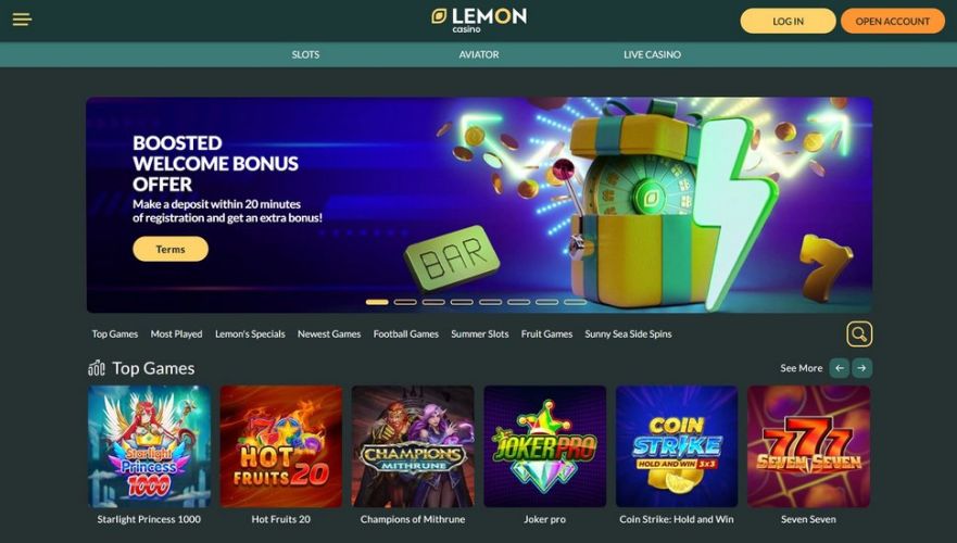 Lemon Casino main page