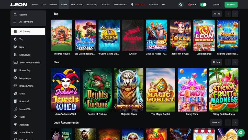 Leon casino main page