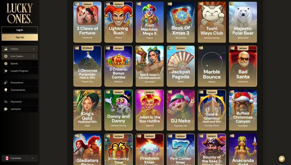 Lucky Ones casino slots page