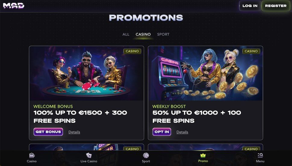 Madcasino Bonuses