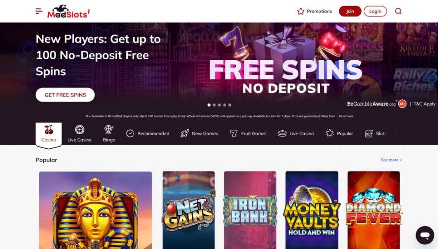 Madslots casino main page