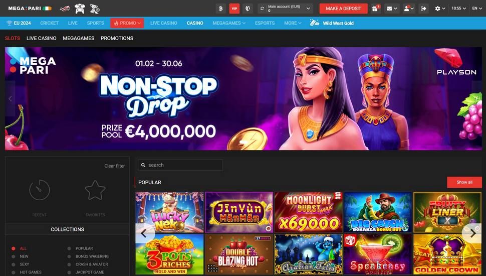 Megapari casino main page