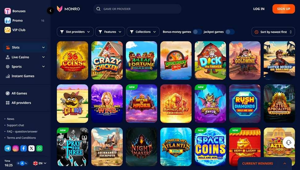 Monro casino slots page