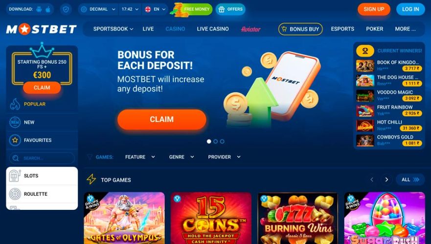 mostbet casino main page