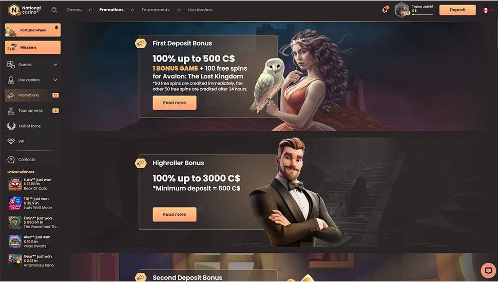 National Casino bonus