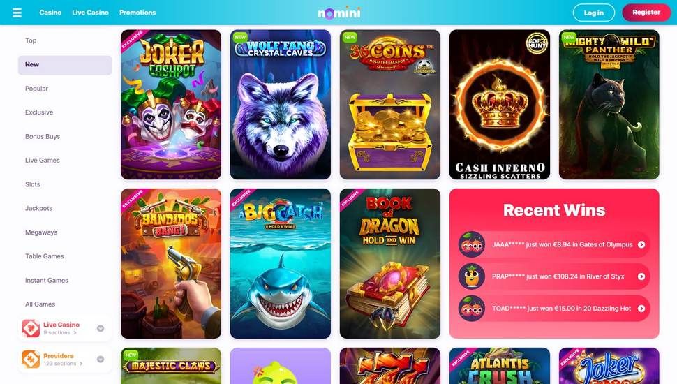 Nomini casino slots page