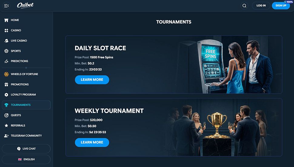 Oxibet Casino - list of tournaments