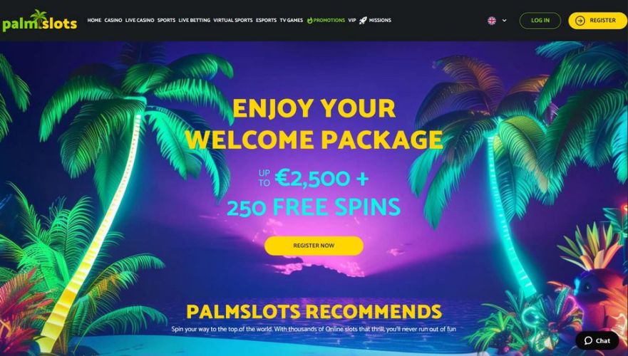 PalmSlots casino main page