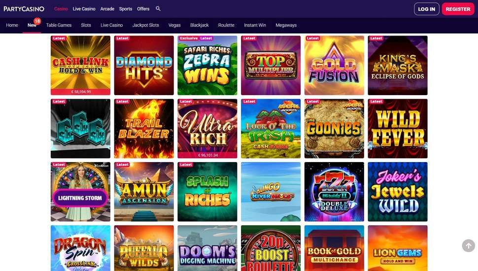 Party Casino slots page
