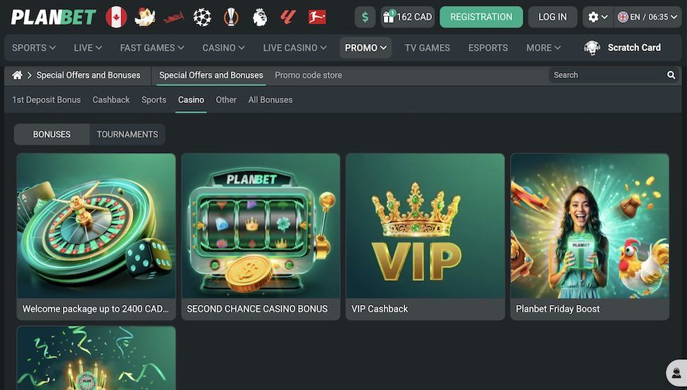 Planbet Casino Bonuses
