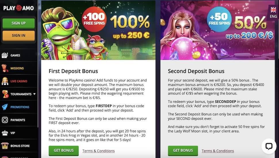 Playamo Bonuses