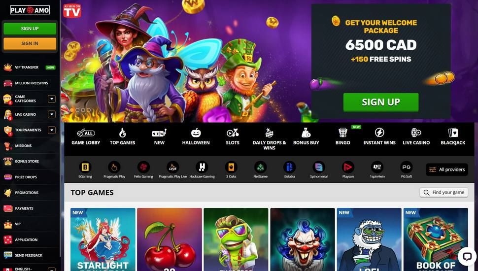 Playamo casino main page
