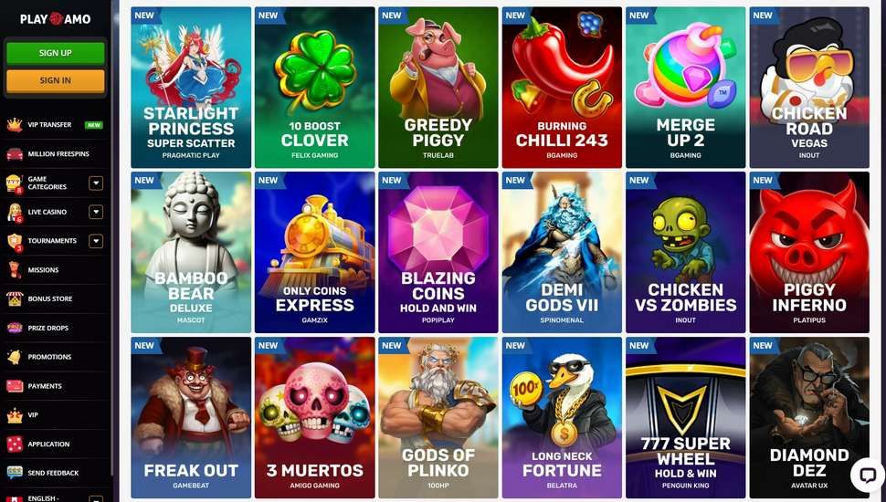 Playamo casino slots page