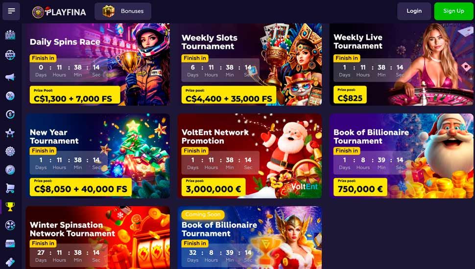 Tournaments at Playfina Casino