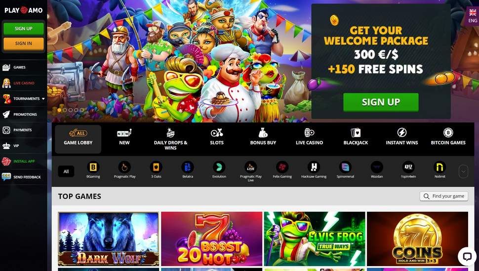 Playamo casino main page