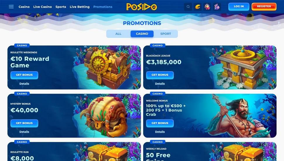 Posido casino bonus page