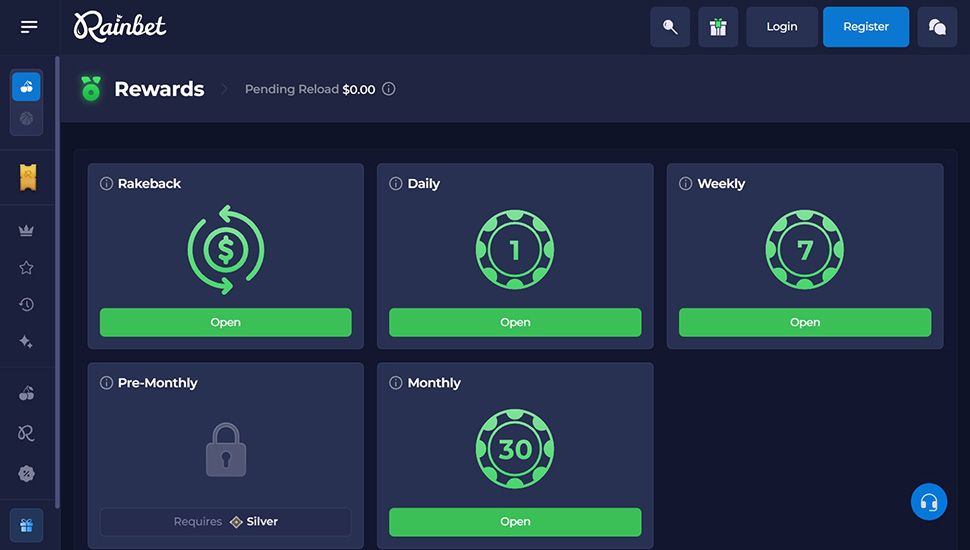 Rainbet Casino - List of bonuses